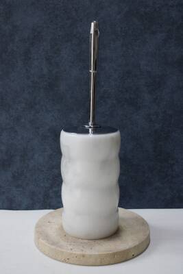 Beyaz Mermer Klozet Fırçalığı - Boğumlu Model - 1