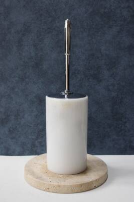 Beyaz Mermer Klozet Fırçalığı - Düz Model - 1