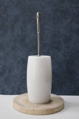 Beyaz Mermer Klozet Fırçalığı - Oval Model - 1